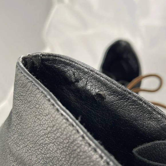 FRANCO SARTO Derby Black Wedge Lace Up Boots Pebble Grain Nubuck Leather Edgy 12 - Picture 12 of 13